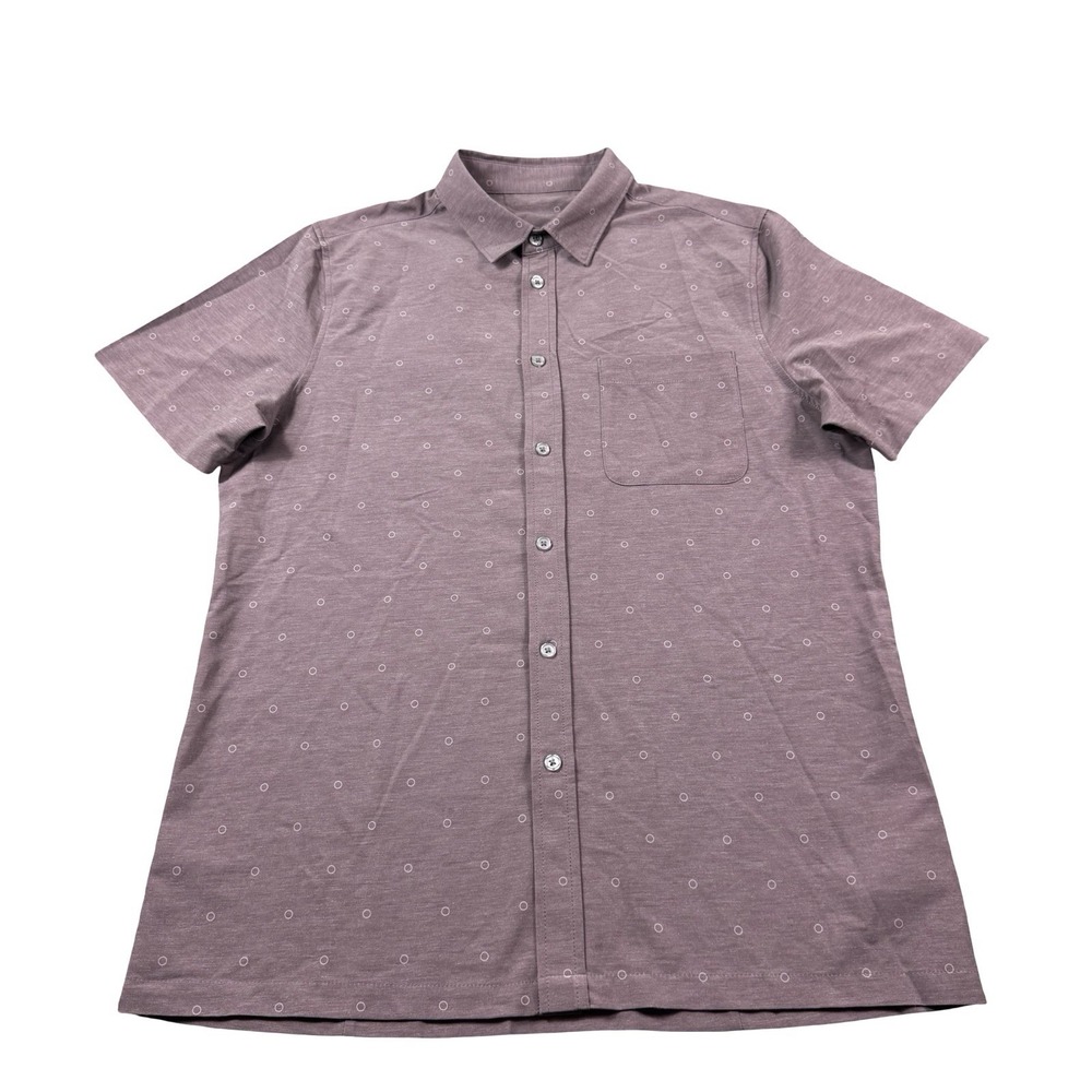 Vuori Bridge Muted Purple Geometric Short Sleeve Button Front Shirt Mens Medium